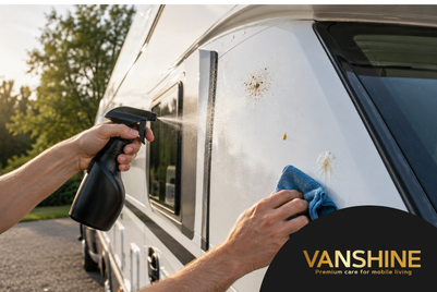 Insecten, hars en vogelpoep veilig van je camper verwijderen