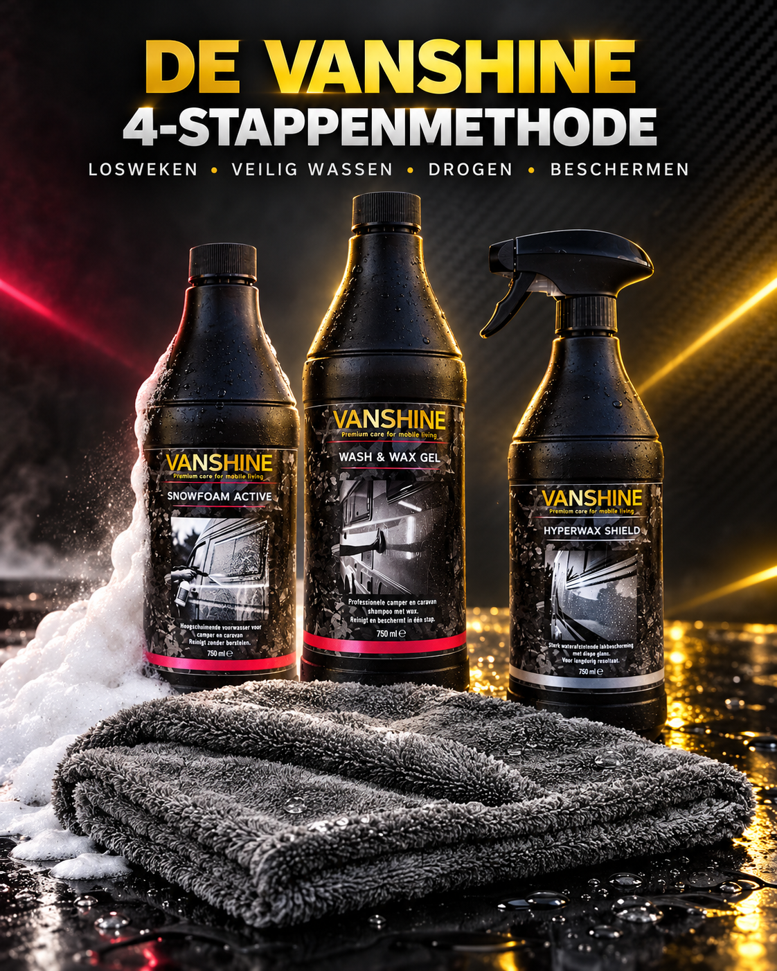 Vanshine 4-Stappenmethode compleet voertuigwaspakket